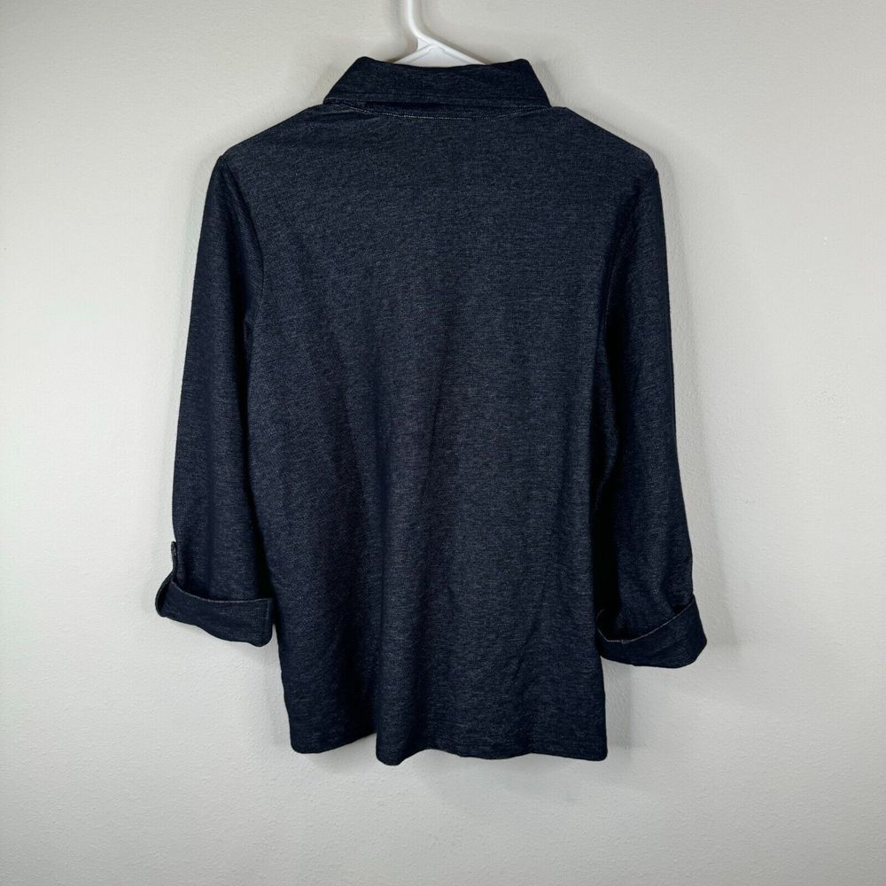 Tommy Hifiger Top Womnes S Blue/Chambray 3/4 Sleeve Quarter Zip Collar NWT - Picture 8 of 9